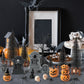 W1cwey Halloween Village Scene Ornaments Accessories, Set of Pumpkin, Tombstones, Skeletons, Spiders, Black Cat, Pine Trees, Bare Branches, Resin Miniature Garden Scene Decor for Halloween Party