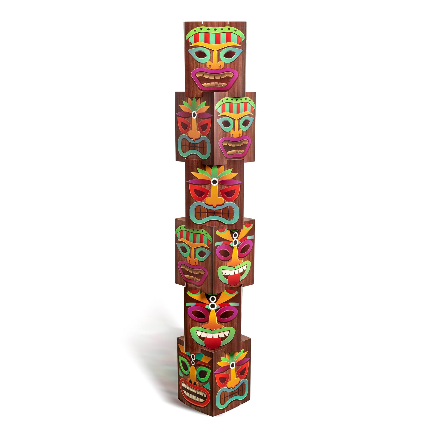 W1cwey 6pcs Large Tiki Column Card Stock Decor, 68.8 Inch Height Three-Dimensional Tropical Hawaiian Luau Birthday Party Decoration Supplies Tiki Totem Decoration for Aloha Outdoor