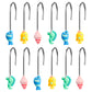 W1cwey 12pcs Ocean Theme Sea Animal Shower Curtain Hooks Blue Sea Theme Glide Shower Rings Marine Life Yellow Croaker Seahorse Blue Fish Conch Shape Stainless Steel Hanger Ring for Kids Bathroom Decor