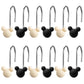 W1cwey 12pcs Black and White Mouse Shower Curtain Hooks Rustproof Metal Curtain Hangers Glide Shower Rings for Shower Curtain Cartoon Theme Stainless Steel Curtain Hook Rings for Kids Bathroom Decor