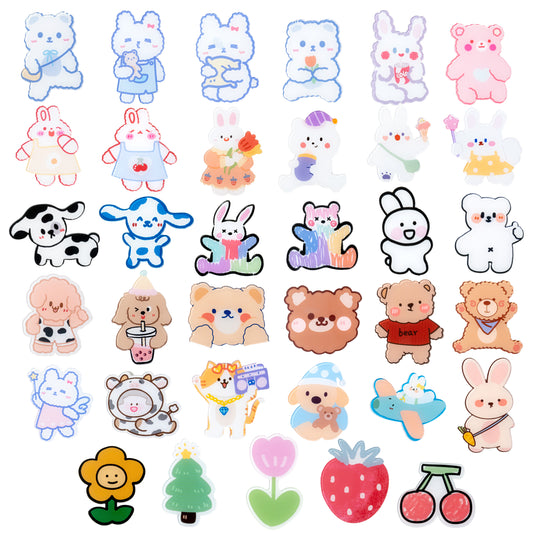 W1cwey 35pcs Acrylic Cute Pins Cartoon Animal Fruit Backpack Lapel Badge Pins Set 35 Styles Aesthetic Kawaii Brooch for DIY Clothing Jackets Bags Backpacks Hat Accessories for Kids