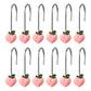 W1cwey 12pcs Peach Shower Curtain Hooks Pink Rustproof Metal Curtain Hangers Glide Shower Rings for Shower Curtain Cute Fruit Theme Resin Stainless Steel Curtain Hook Rings for Kids Bathroom Decor