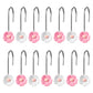 W1cwey 12pcs Floral Shower Curtain Hooks Rustproof Metal Curtain Hangers Glide Shower Rings for Shower Curtain Cute Pink and White Flower Shape Stainless Steel Curtain Rings for Bathroom Decor