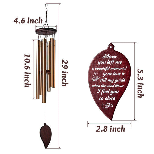 W1cwey 29 Inch Large Mother Memorial Wind Chime Sympathy Gift for Loss of Loved One 6 Tubes Wind Chime Ideal Gift for Mother Day Mom’s Birthday for Indoor Outdoor Garden Yard Deep Tone Chimes Decor