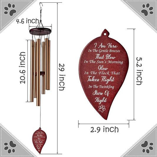 W1cwey Pet Memorial Wind Chime Sympathy Gift for Pet Owner to Remember Loss of Pets 6 Tubes Pet Remembrance Wind Chimes with Paw Print for Outdoor Garden Yard Deep Tone Chimes Decor