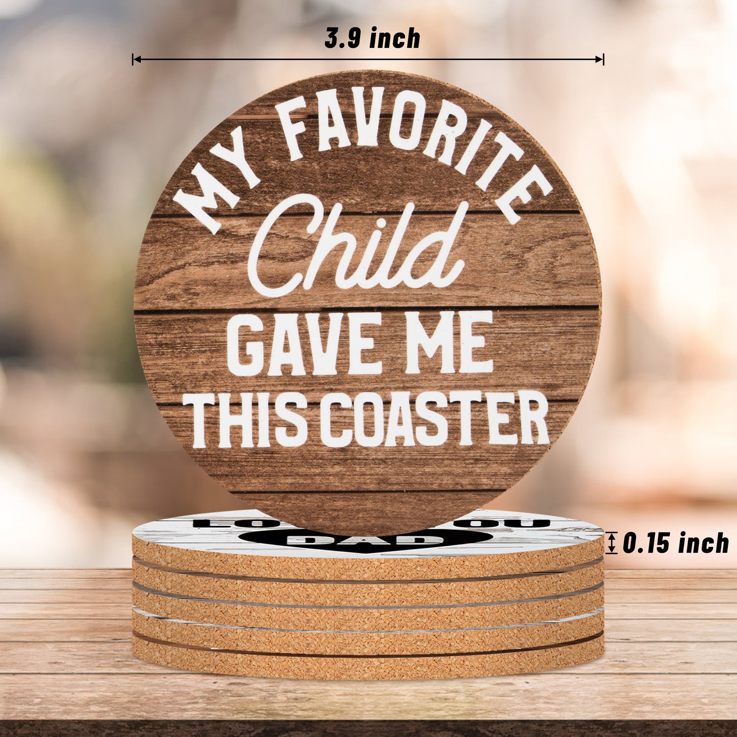 W1cwey 6pcs Dad Coaster Set Cute Absorbent Coasters with Fiber Cork Base Designs with 6 Different Father Inspirational Quotes Love You Dad Cup Mat Gifts for Father’s Day Dad’s Birthday Thanksgiving