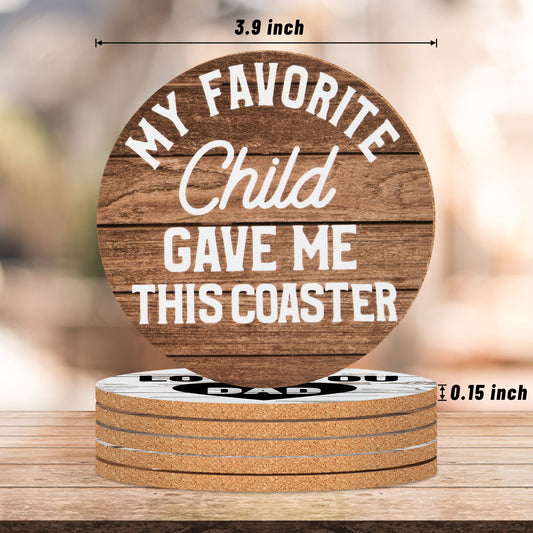 W1cwey 6pcs Dad Coaster Set Cute Absorbent Coasters with Fiber Cork Base Designs with 6 Different Father Inspirational Quotes Love You Dad Cup Mat Gifts for Father’s Day Dad’s Birthday Thanksgiving