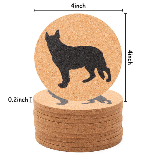 W1cwey Dog Lovers Cork Drink Coasters Set Cute Absorbent Coasters with Fiber Cork Base Cup Mat Design with Chihuahua German Shepherd Dachshund Great Gift for Dog Owner Puppy Lovers