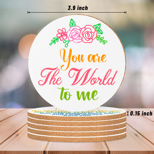 W1cwey 6pcs I Love You Coaster Set Cute Absorbent Coasters with Fiber Cork Base Design with 6 Different Love Theme Inspirational Quotes Cup Mat Gift for Parents Couple’s Birthday Thanksgiving