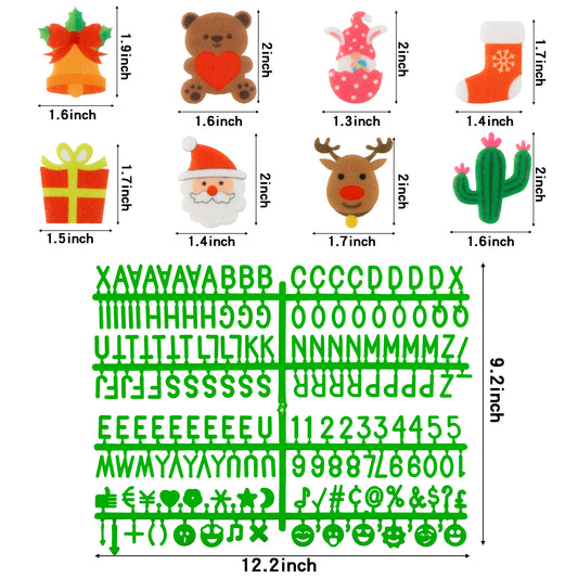 W1cwey 44pcs Seasonal Icons and 900pcs Letters for Letter Board, 5 Sheet of Characters Plastic Letter Set, Cute Message Changeable Board Decoration, Including Number Symbol Letter (Board Not Included)