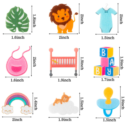 W1cwey 49pcs Baby Shower Icons for Felt Letter Board Cute Message Board Decorations Baby Shower Decor for Changeable Letter Board Icons Accessories for Baby Theme Birthday Parties (Board Not Included)