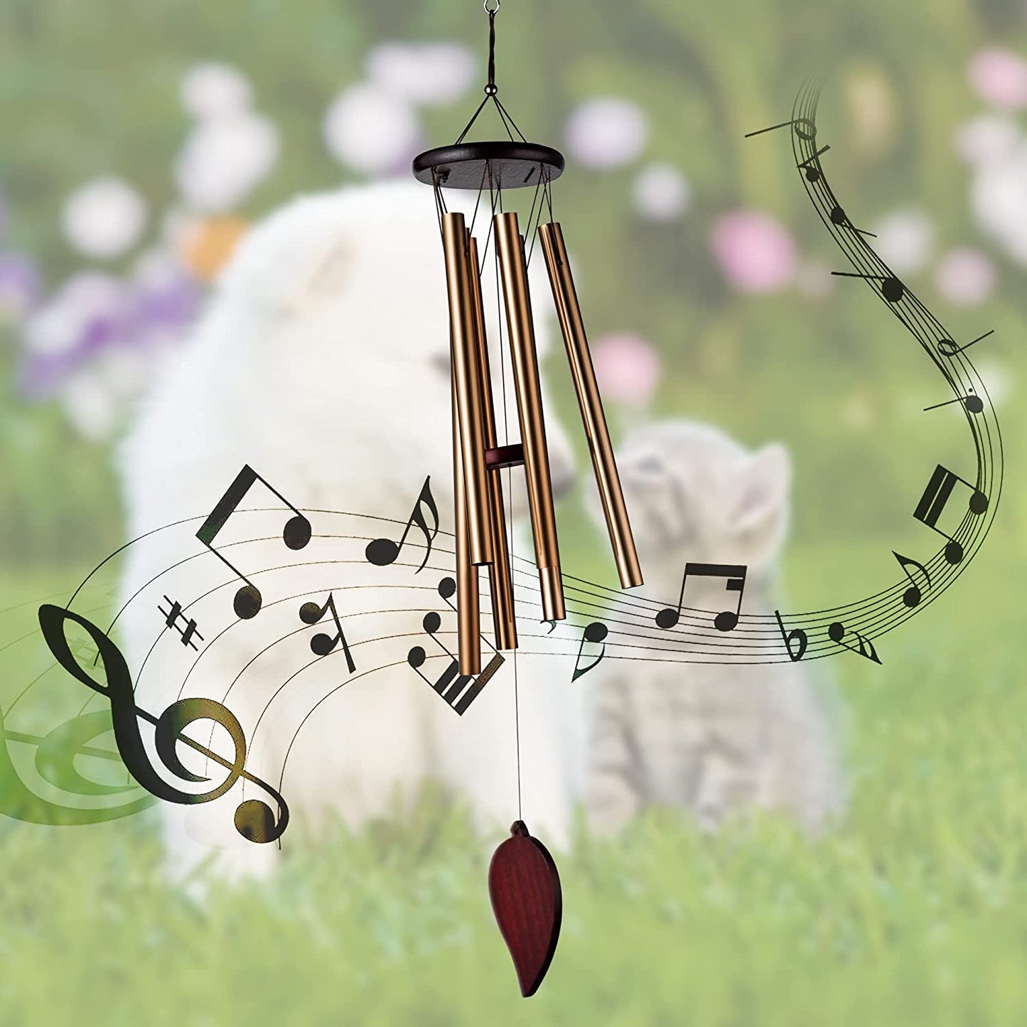 W1cwey Pet Memorial Wind Chime Sympathy Gift for Pet Owner to Remember Loss of Pets 6 Tubes Pet Remembrance Wind Chimes with Paw Print for Outdoor Garden Yard Deep Tone Chimes Decor