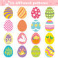 W1cwey 1000pcs Easter Egg Stickers Rolls(2 Rolls), 1.2*1.5 Inch 16 Design Cartoon Egg-Shaped Stickers Self-Adhesive Decals Decorative Stickers Novelty Easter Bunny Stickers for Easter Party Supplies