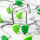 W1cwey 12pcs Plant Leaves Decorative Shower Curtain Hooks Rustproof Metal Curtain Hangers Glide Shower Rings for Shower Curtain Dark Light Green Stainless Steel Rings for Bathroom Decor