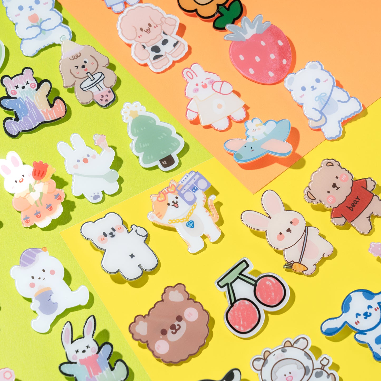 W1cwey 35pcs Acrylic Cute Pins Cartoon Animal Fruit Backpack Lapel Badge Pins Set 35 Styles Aesthetic Kawaii Brooch for DIY Clothing Jackets Bags Backpacks Hat Accessories for Kids