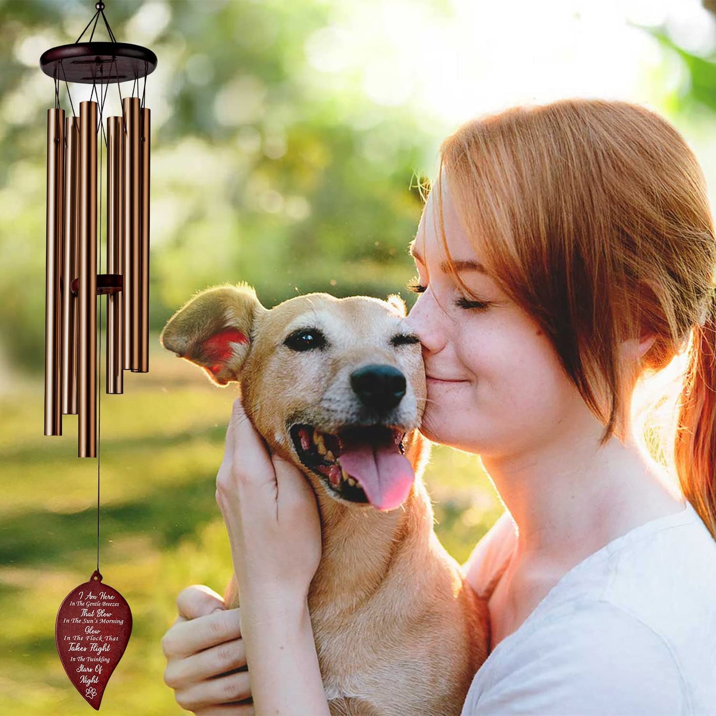 W1cwey Pet Memorial Wind Chime Sympathy Gift for Pet Owner to Remember Loss of Pets 6 Tubes Pet Remembrance Wind Chimes with Paw Print for Outdoor Garden Yard Deep Tone Chimes Decor