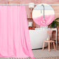 W1cwey 12pcs Floral Shower Curtain Hooks Rustproof Metal Curtain Hangers Glide Shower Rings for Shower Curtain Cute Pink and White Flower Shape Stainless Steel Curtain Rings for Bathroom Decor