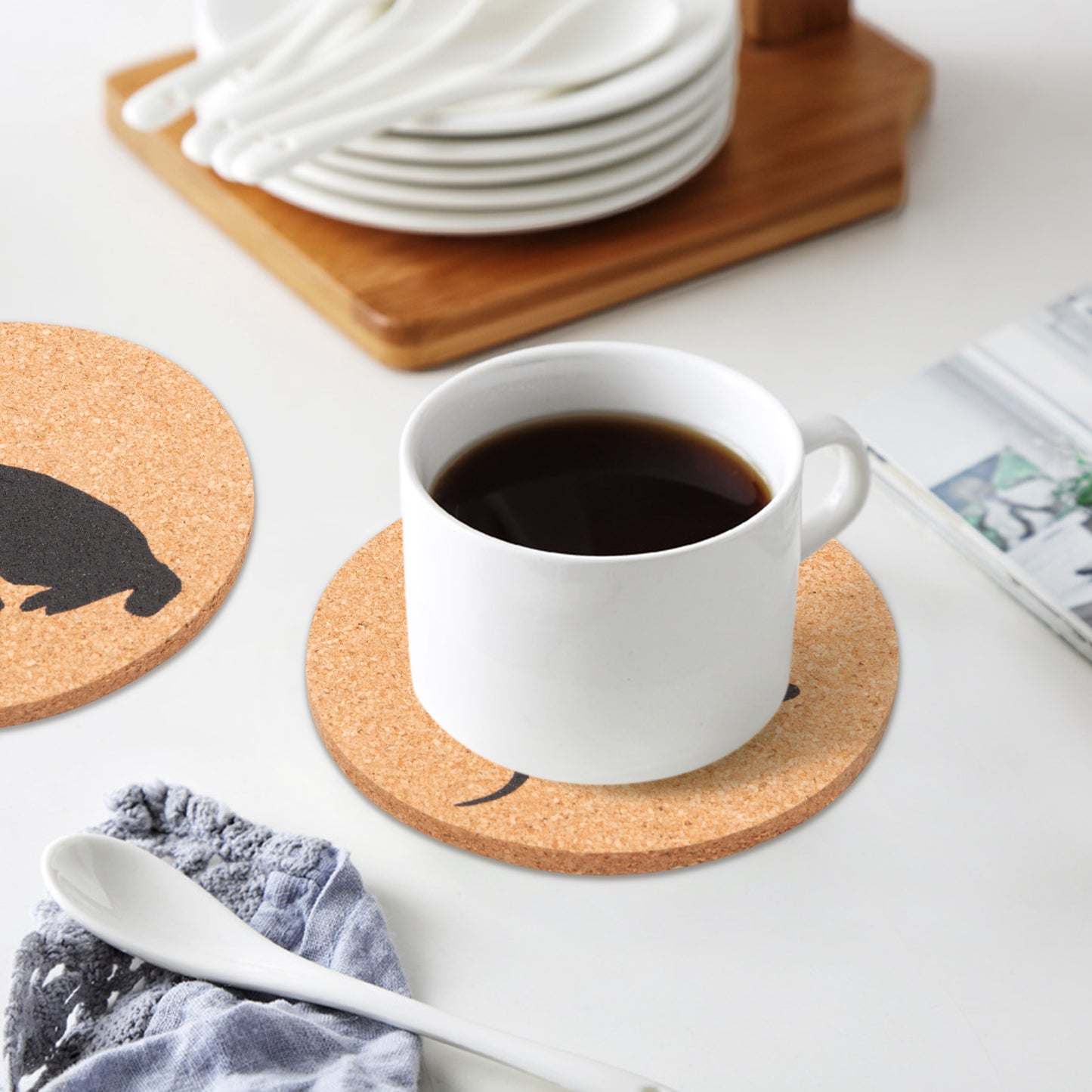 W1cwey Dog Lovers Cork Drink Coasters Set Cute Absorbent Coasters with Fiber Cork Base Cup Mat Design with Chihuahua German Shepherd Dachshund Great Gift for Dog Owner Puppy Lovers