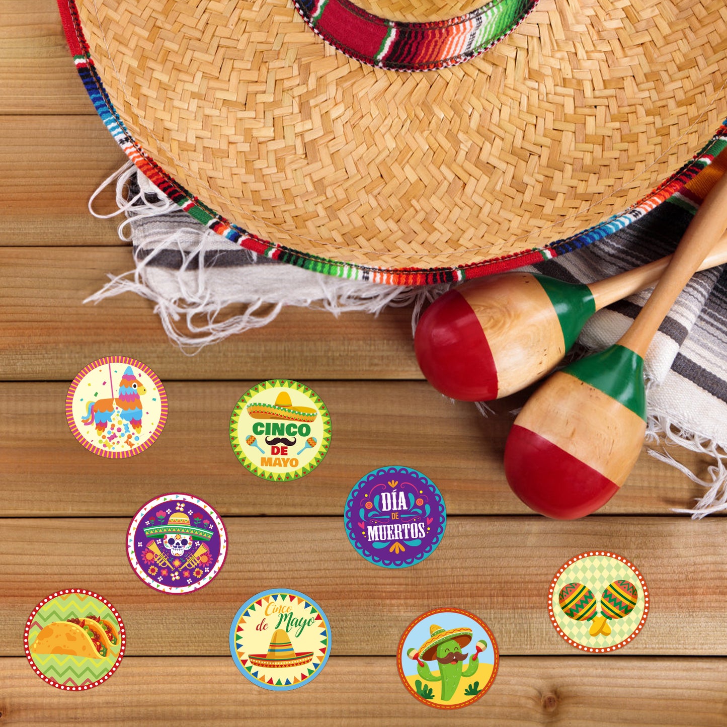 W1cwey 1000pcs Fiesta México Sticker Rolls(2 Rolls), 1.5*1.5 Inch 16 Design Cartoon Mexican Food Cinco De Mayo Dia De Muertos Stickers Self-Adhesive Decals Decorative Stickers for Mexican Theme Party