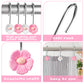 W1cwey 12pcs Floral Shower Curtain Hooks Rustproof Metal Curtain Hangers Glide Shower Rings for Shower Curtain Cute Pink and White Flower Shape Stainless Steel Curtain Rings for Bathroom Decor