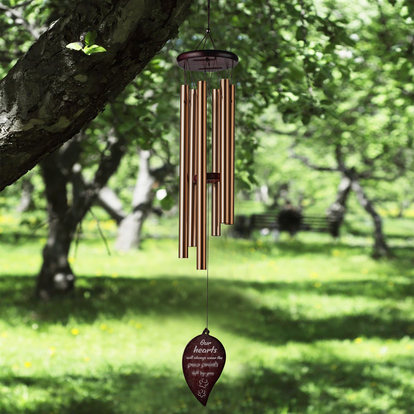 W1cwey Pet Memorial Wind Chime Sympathy Gift for Pet Owner to Remember Loss of Pets 6 Tubes Pet Remembrance Wind Chimes with Paw Print for Outdoor Garden Yard Deep Tone Chimes Decor